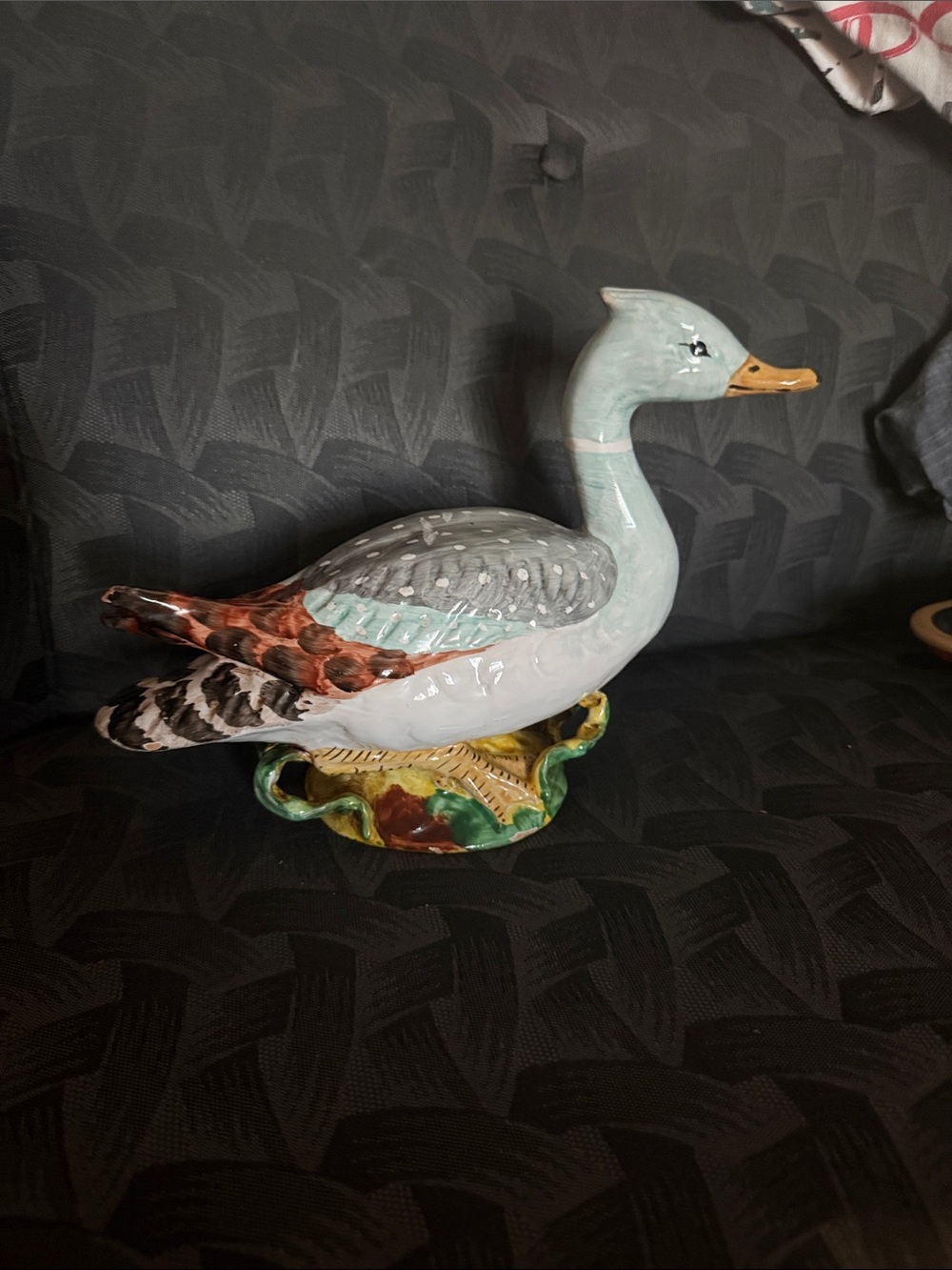 VTG Hand-Painted Ceramic Duck Figurine numbered made ITALY